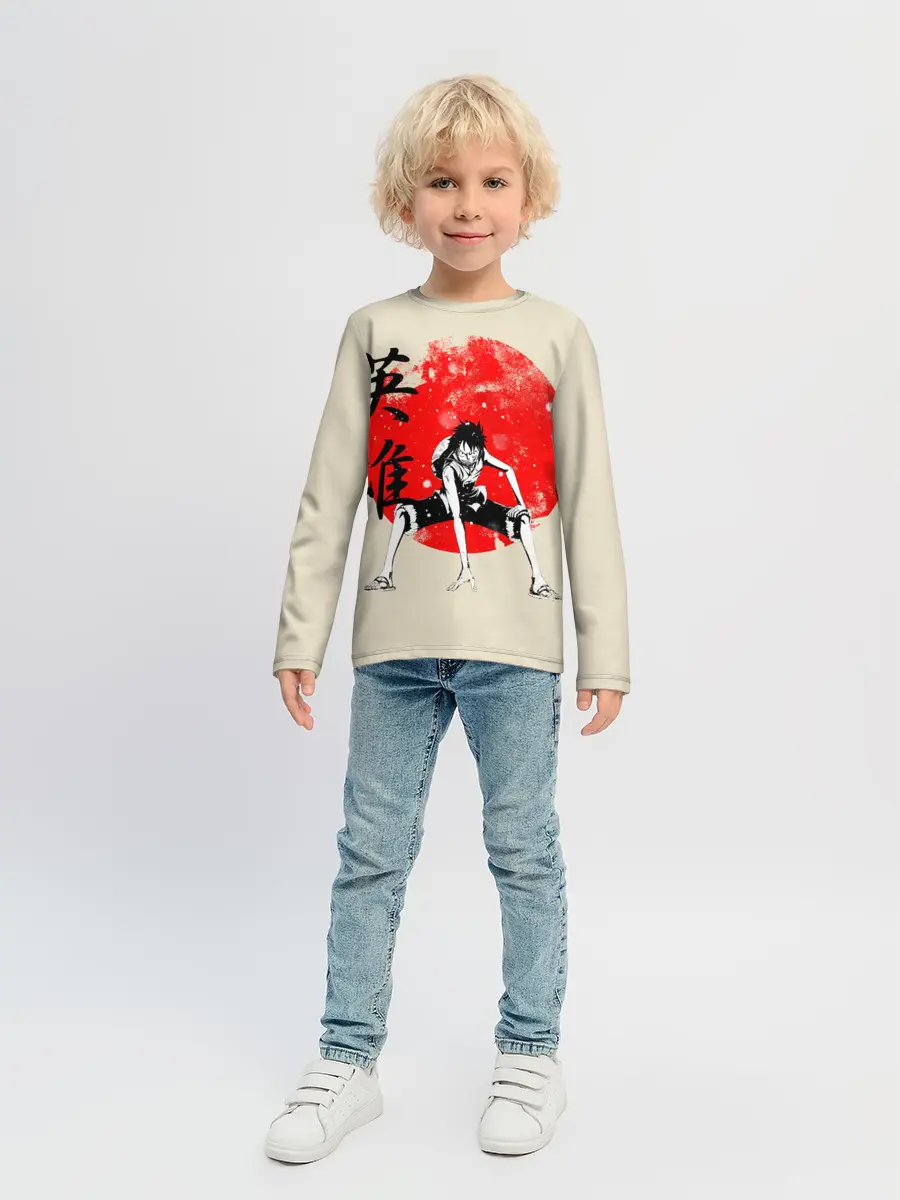 Детский лонгслив / закатное солнце One Piece