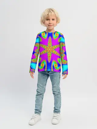 Детский лонгслив / Неоновый фрактал