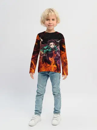 Детский лонгслив / Kimetsu no Yaiba в огне