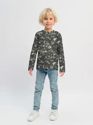 Детский лонгслив / Пиксельный камуфляж