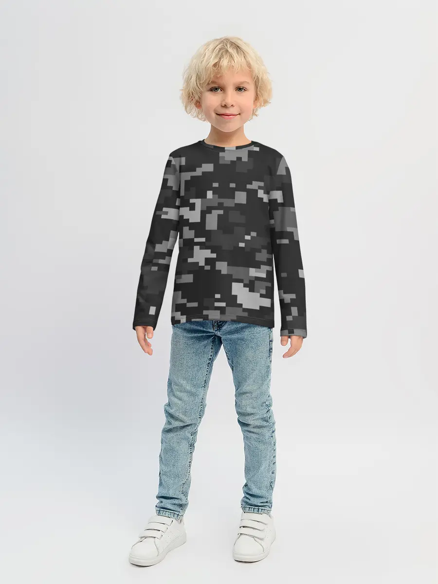 Детский лонгслив / Пиксельный камуфляж
