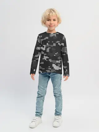 Детский лонгслив / Пиксельный камуфляж