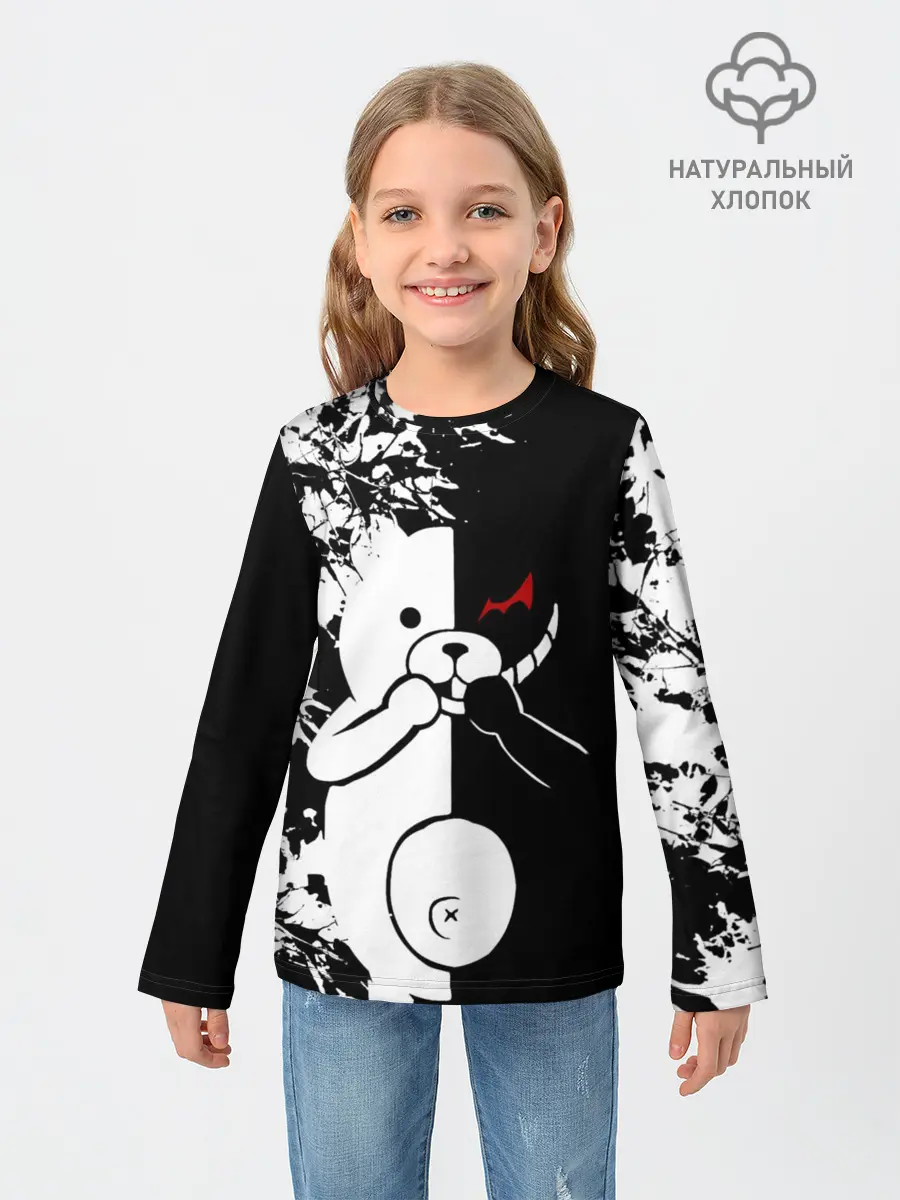 Детский лонгслив / MONOKUMA держит руки