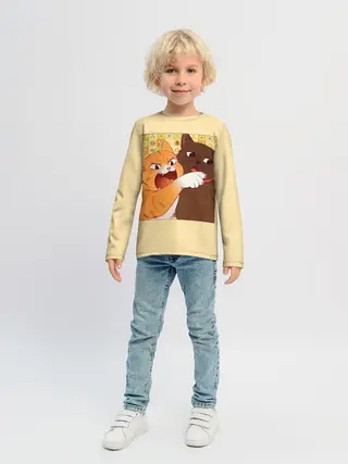 Детский лонгслив / Woman yelling at Cat meme