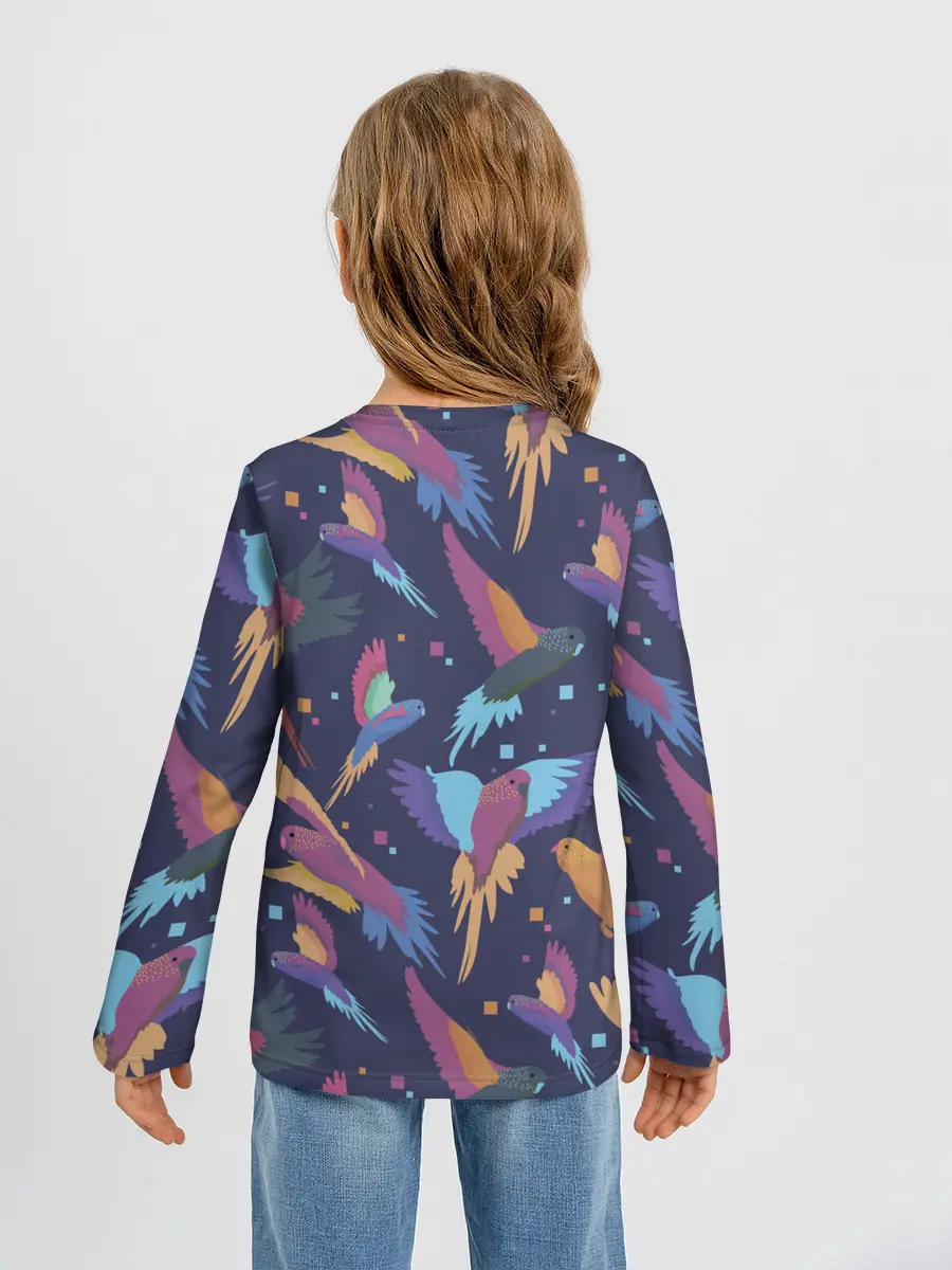 Детский лонгслив / Райские попугаи