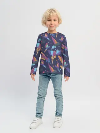 Детский лонгслив / Райские попугаи