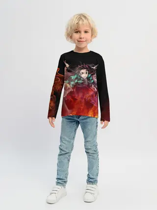 Детский лонгслив / Kimetsu no Yaiba в пламени