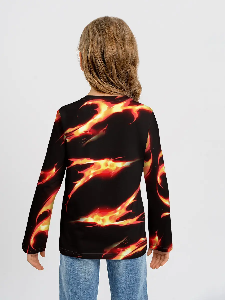 Детский лонгслив / Kimetsu no Yaiba пламенный узор