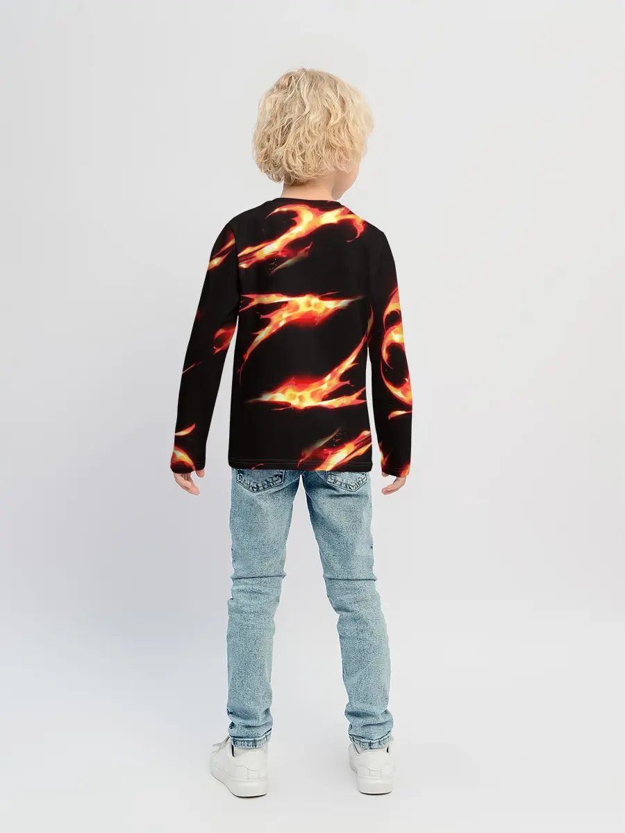 Детский лонгслив / Kimetsu no Yaiba пламенный узор