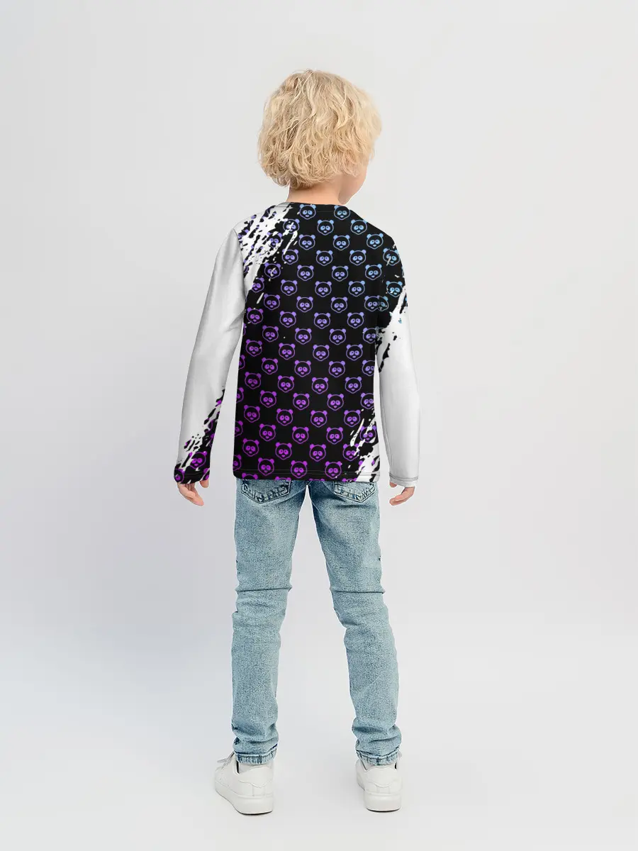 Детский лонгслив / Монокума на фиолетовом паттерне