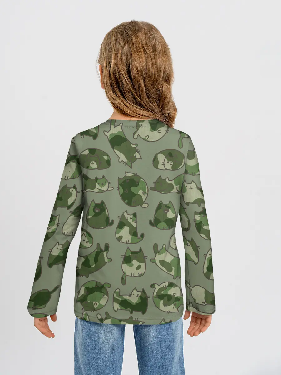 Детский лонгслив / Камуфляж с котиками