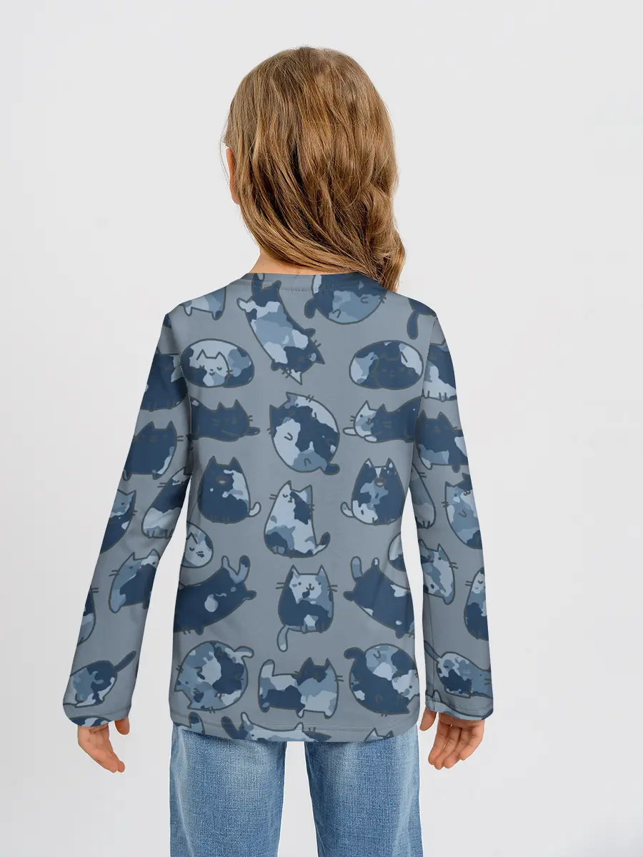 Детский лонгслив / Камуфляж с котиками