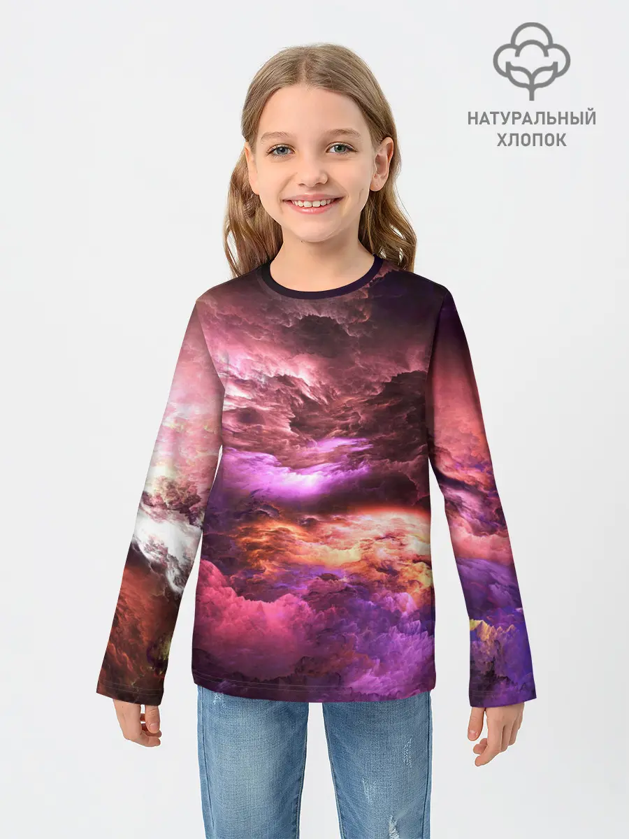 Детский лонгслив / закат абстракция