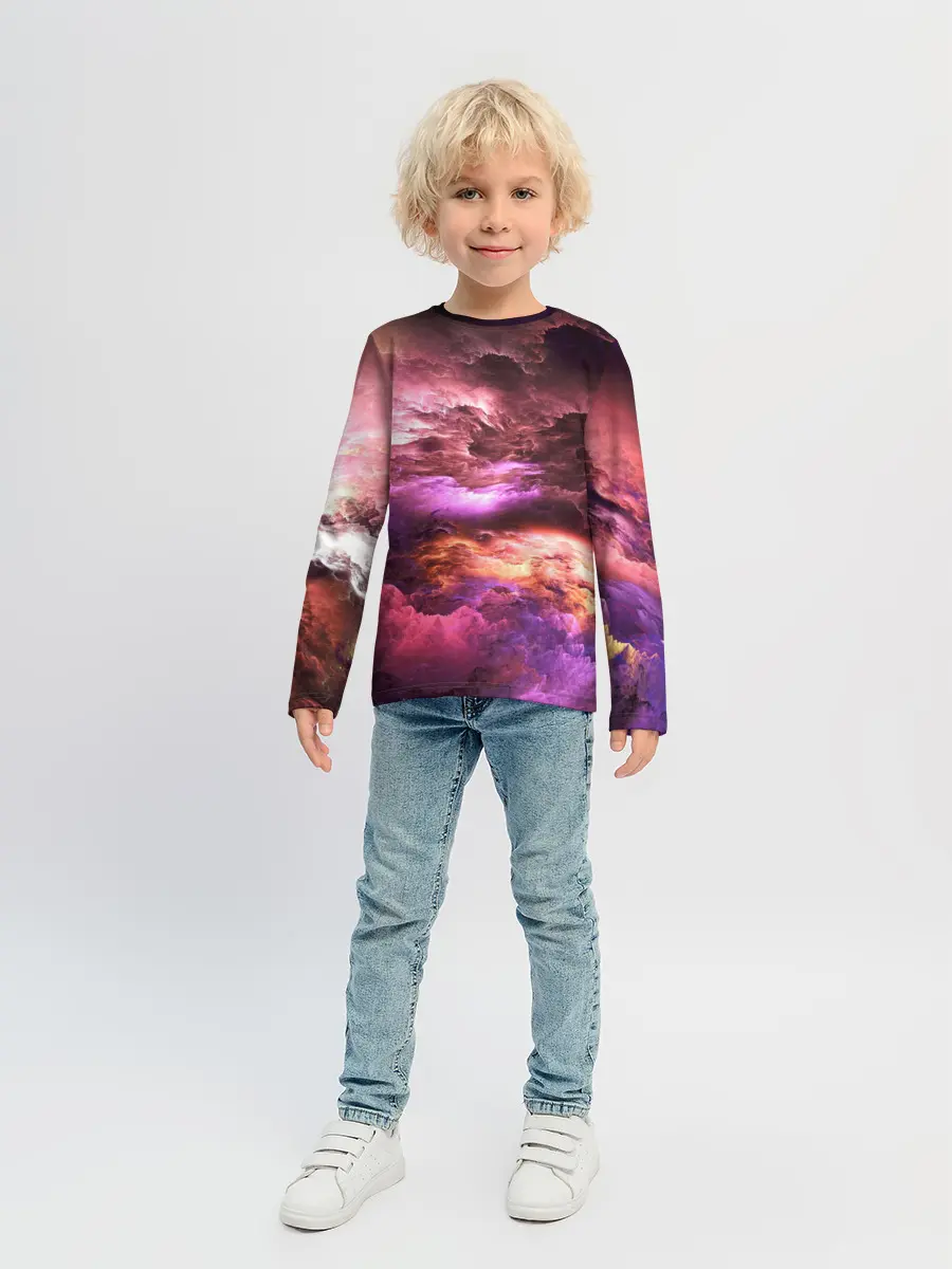 Детский лонгслив / закат абстракция