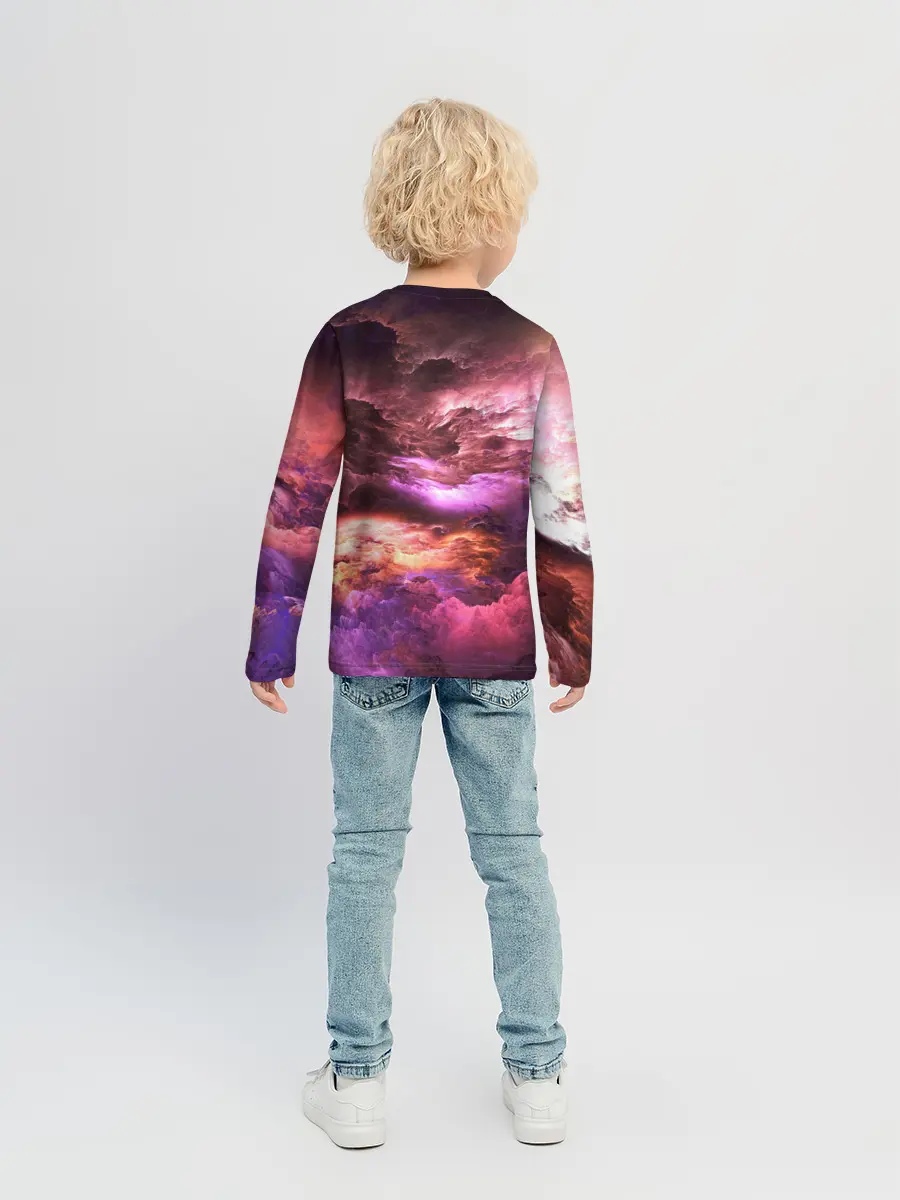 Детский лонгслив / закат абстракция