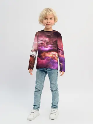 Детский лонгслив / закат абстракция
