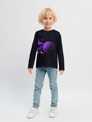 Детский лонгслив / Бабочки в космосе