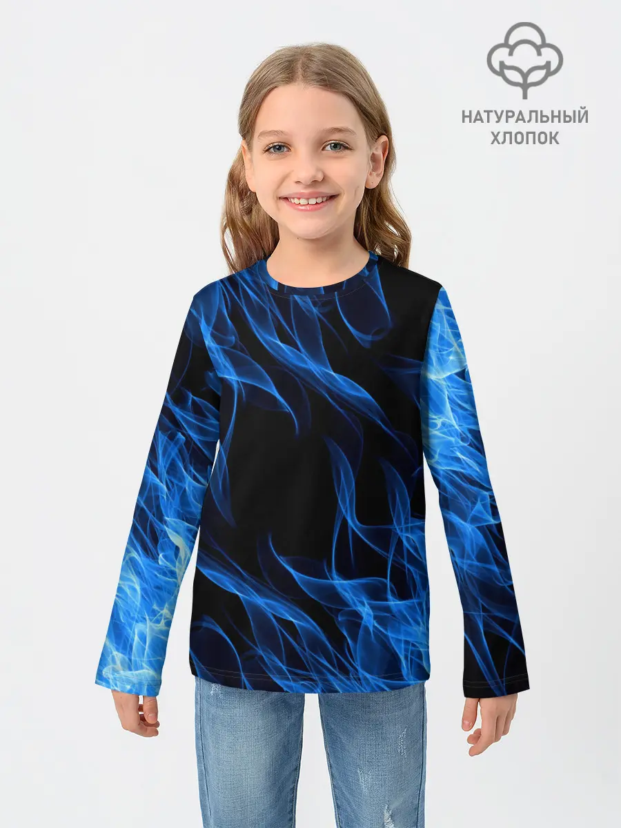 Детский лонгслив / BLUE FIRE FLAME
