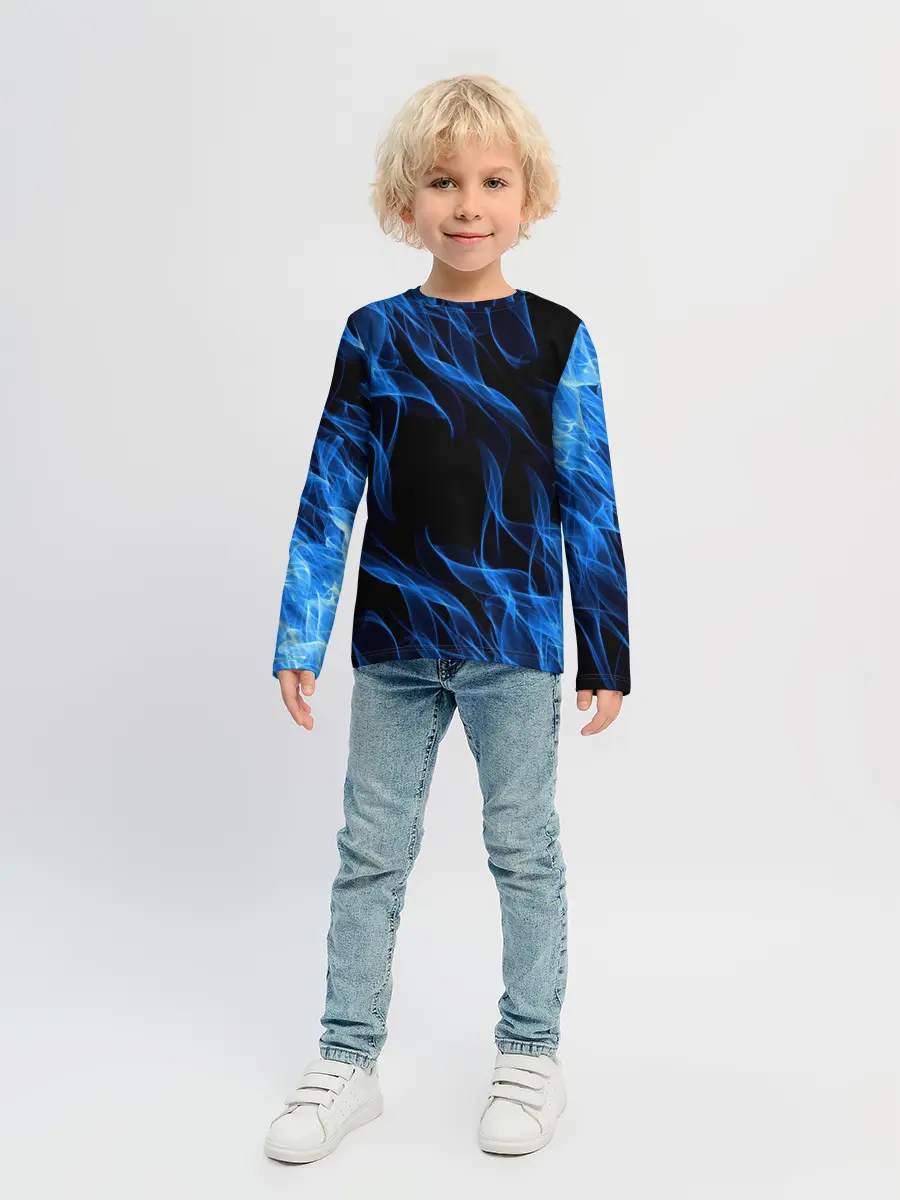Детский лонгслив / BLUE FIRE FLAME