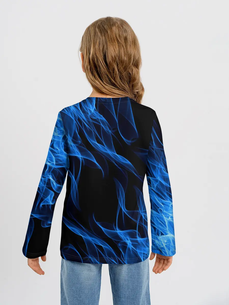 Детский лонгслив / BLUE FIRE FLAME