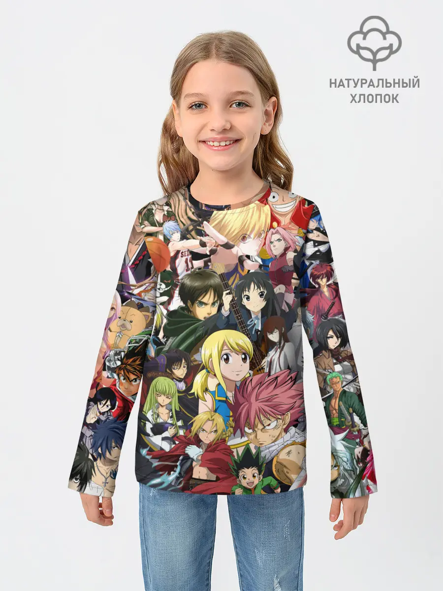 Детский лонгслив / Аниме коллаж