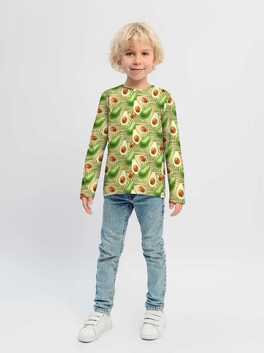 Детский лонгслив / Веган Авокадо узор