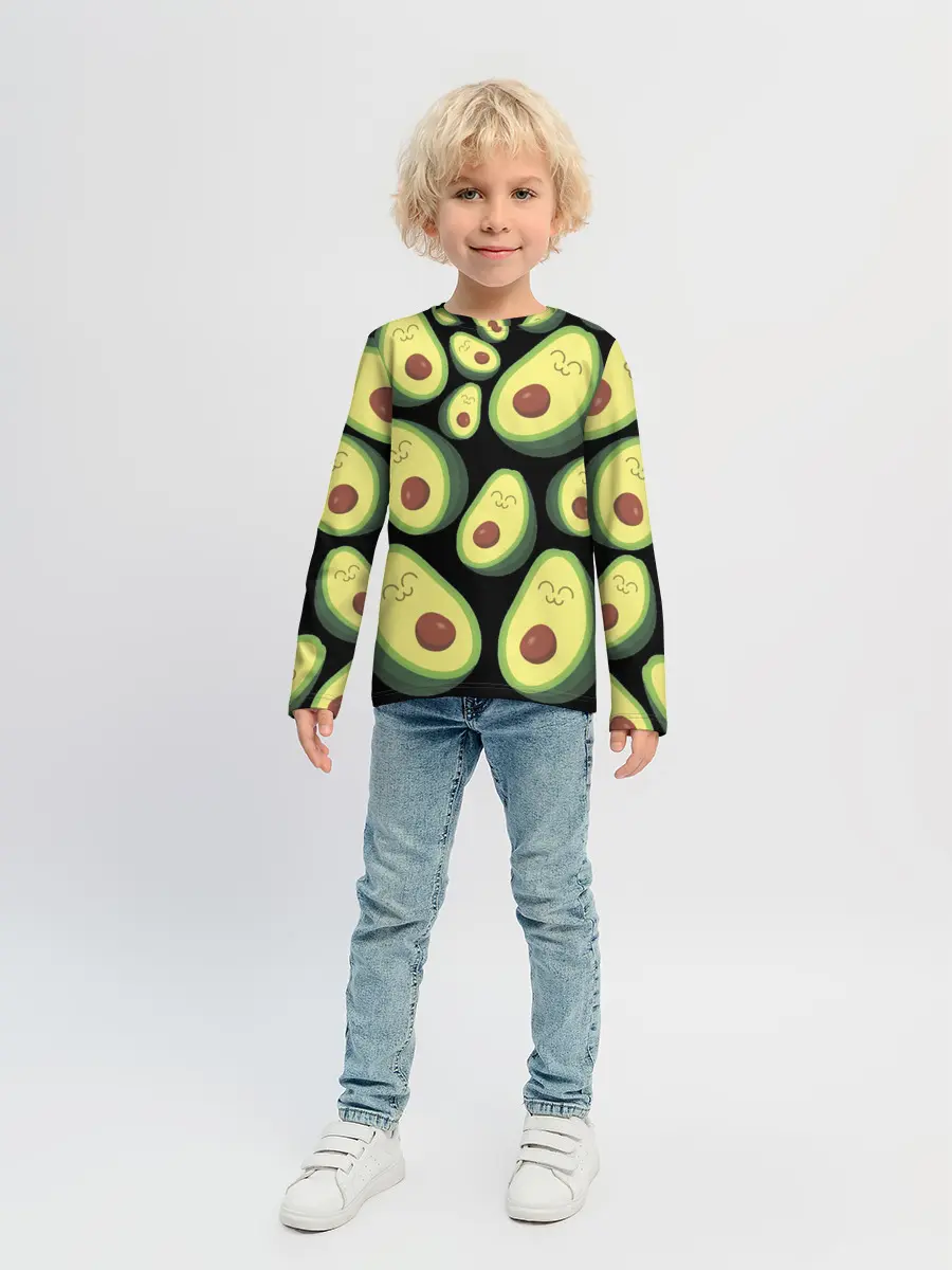 Детский лонгслив / Авокадо паттерн