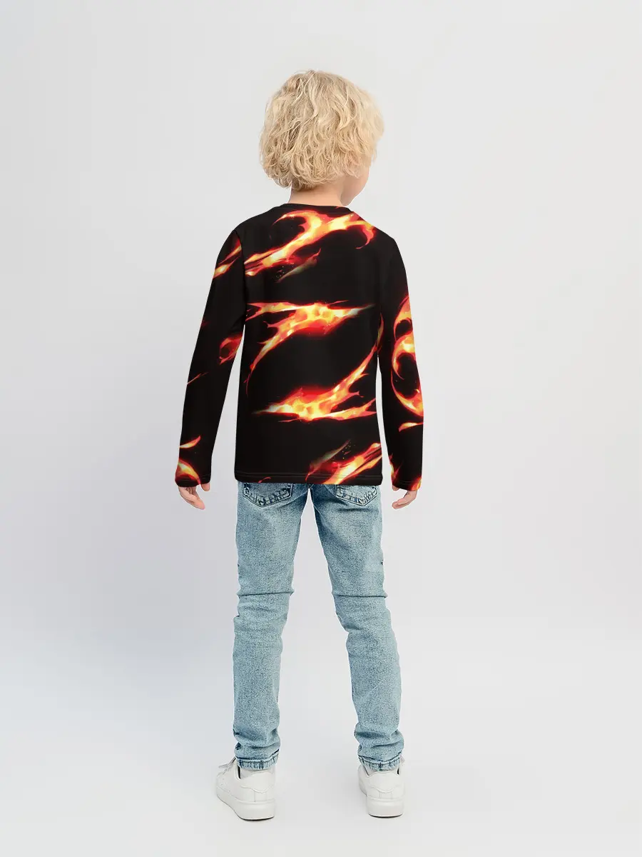 Детский лонгслив / Рассекающий демонов в огенных лучах