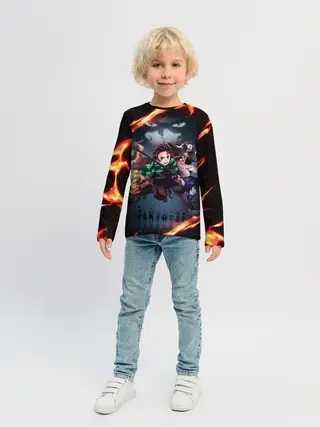 Детский лонгслив / Рассекающий демонов в огенных лучах