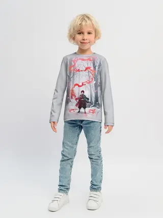 Детский лонгслив / KIMETSU NO YAIBA красный след