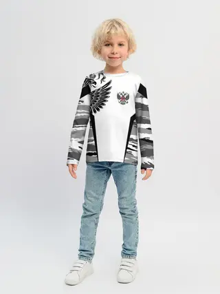 Детский лонгслив / Камуфляж Россия