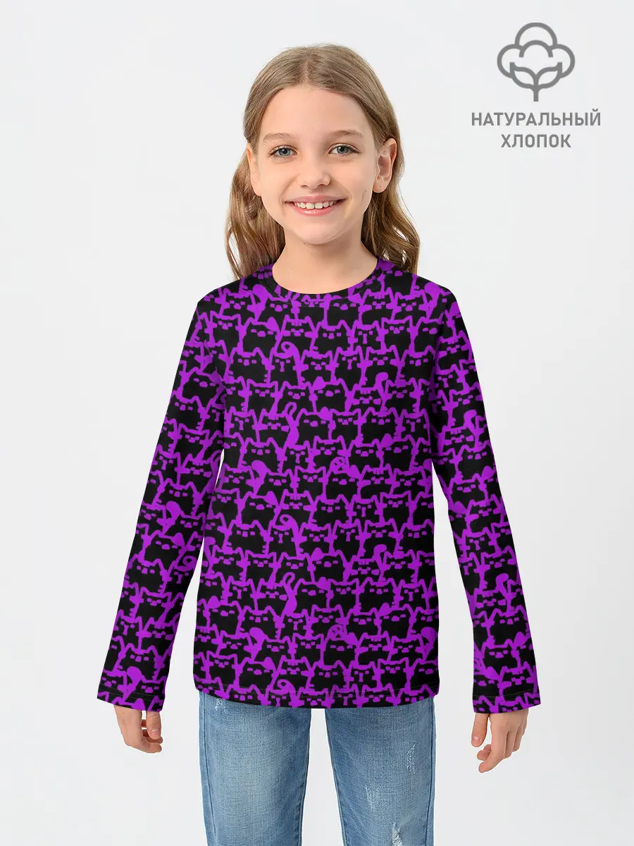 Детский лонгслив / Неоновые коты