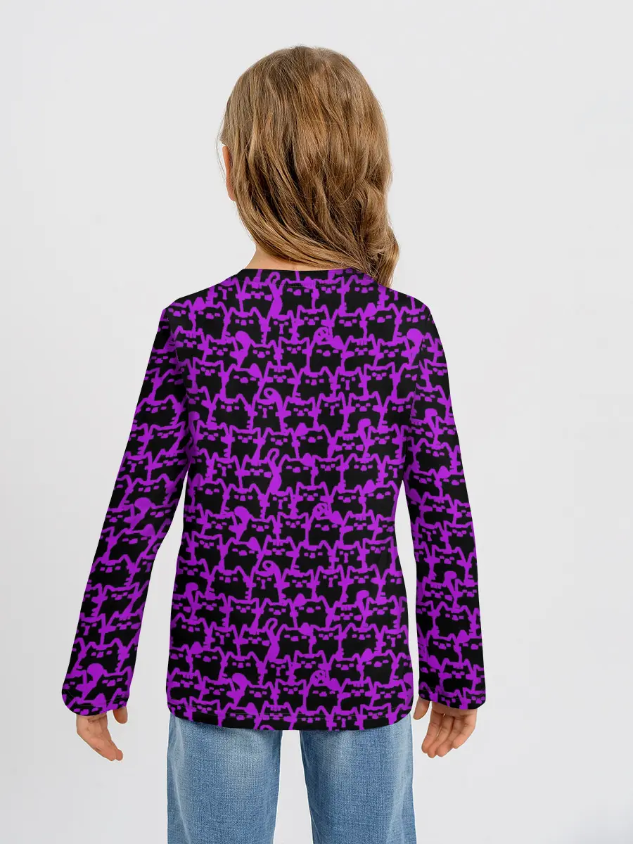 Детский лонгслив / Неоновые коты