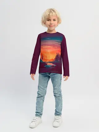 Детский лонгслив / Minimal forest sunset