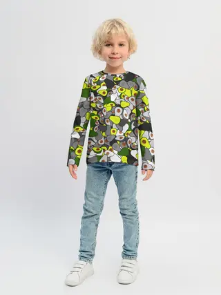 Детский лонгслив / Камуфляж с авокадо