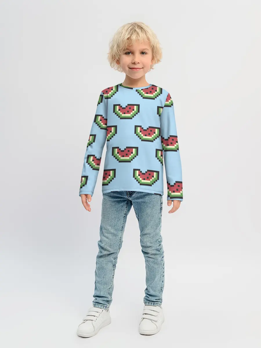 Детский лонгслив / Пиксельный арбуз