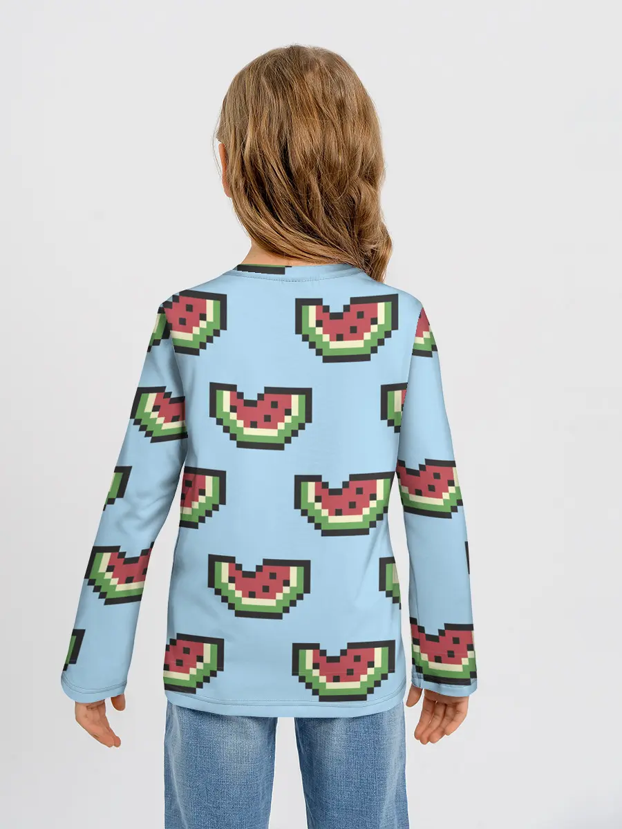 Детский лонгслив / Пиксельный арбуз