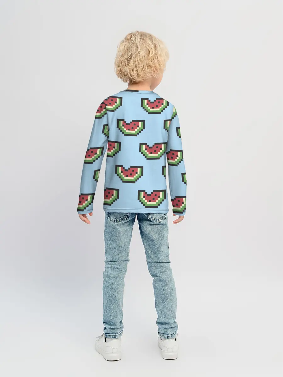 Детский лонгслив / Пиксельный арбуз
