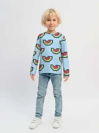 Детский лонгслив / Пиксельный арбуз