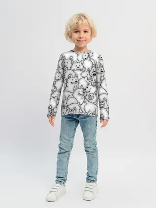 Детский лонгслив / Корги ЧБ