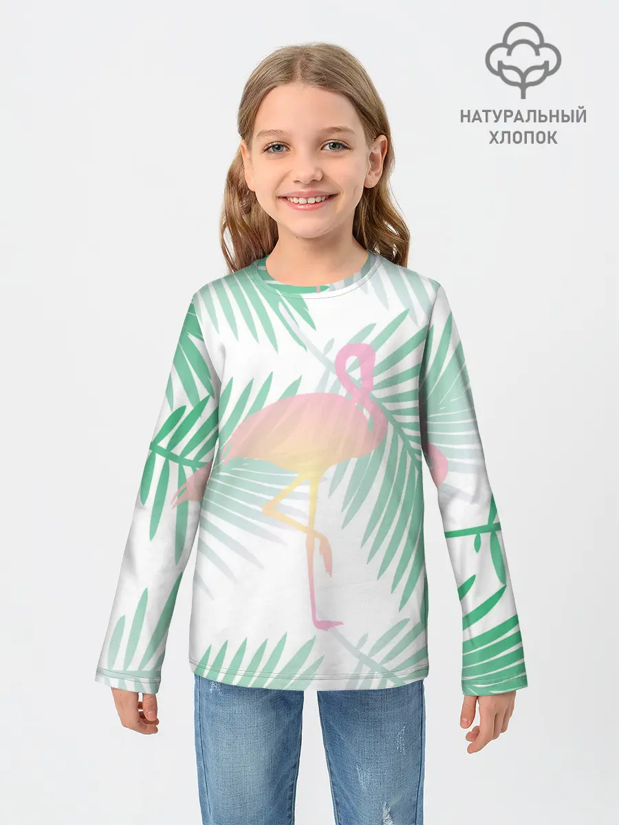 Детский лонгслив / Фламинго в джунглях