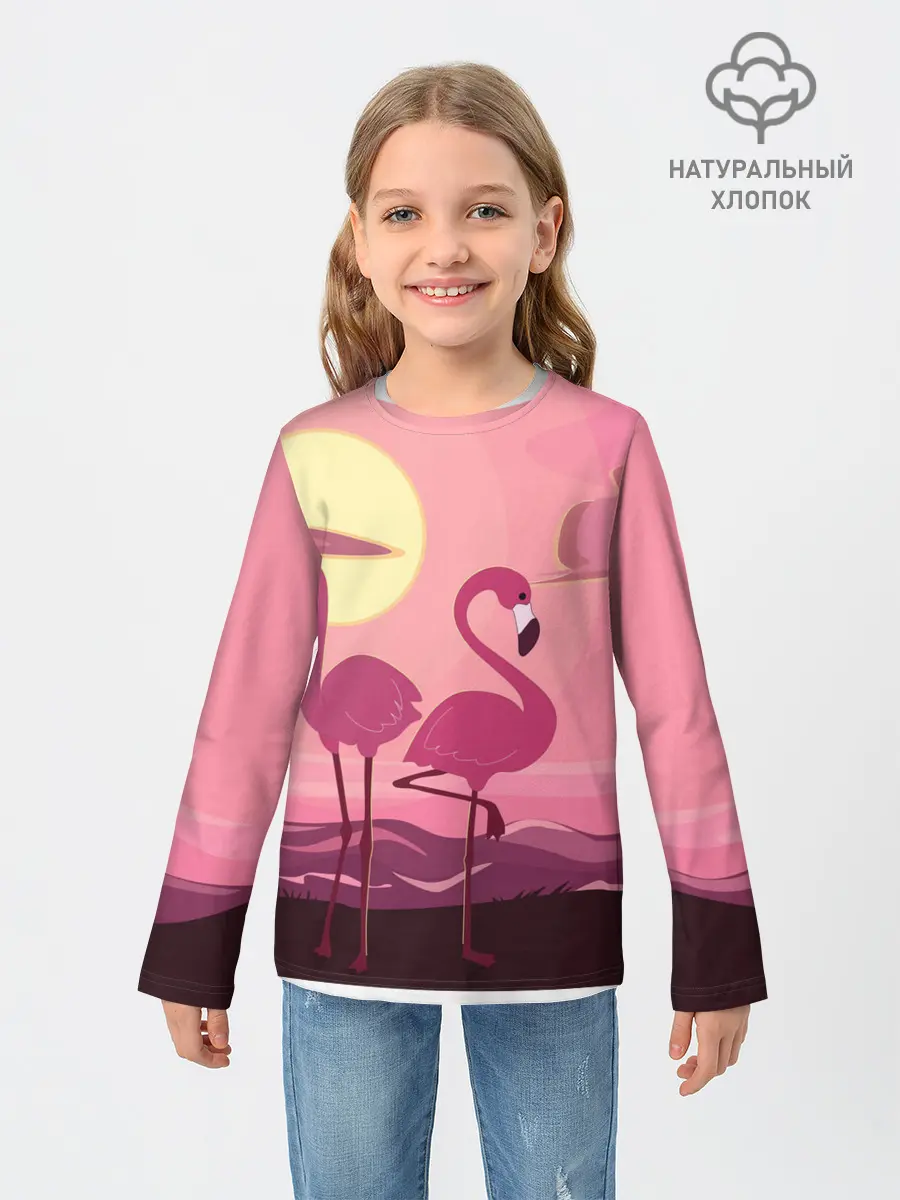 Детский лонгслив / фламинго