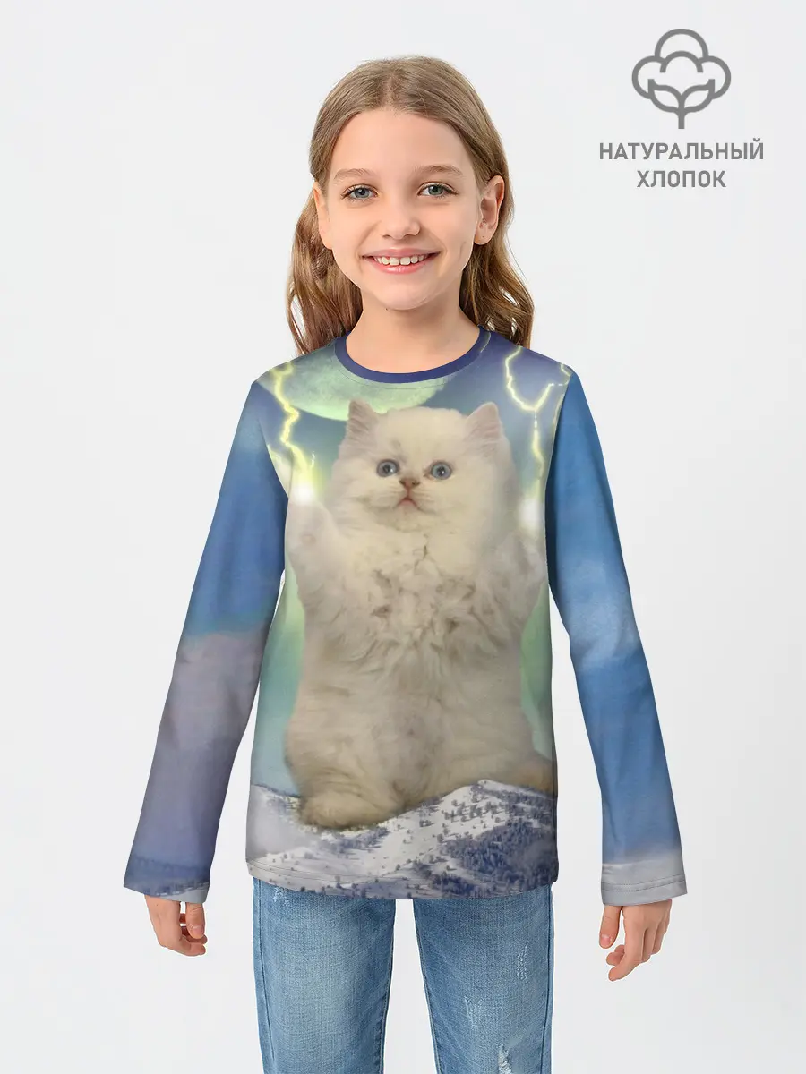Детский лонгслив / Грозовой Котик