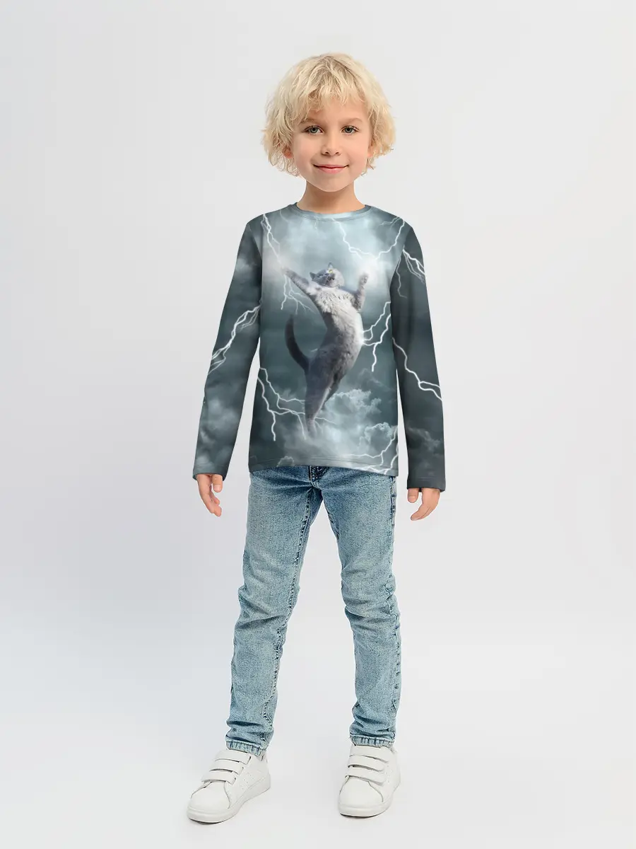 Детский лонгслив / Грозовой кошак.