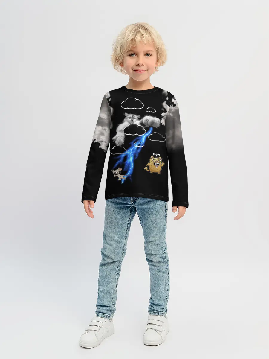Детский лонгслив / Грозовой, кошак