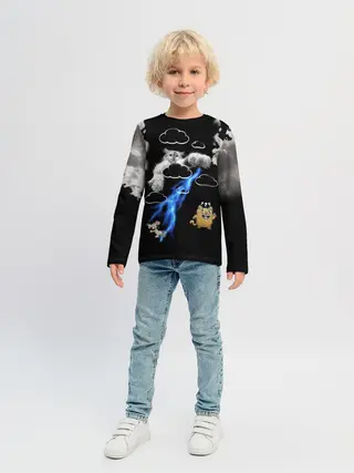 Детский лонгслив / Грозовой, кошак