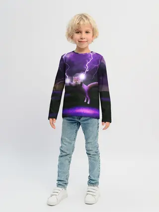 Детский лонгслив / Кот и Молнии