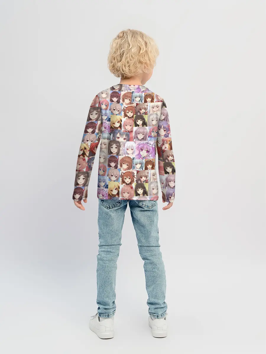 Детский лонгслив / MANY FACES OF ANIME GIRLS monochrome