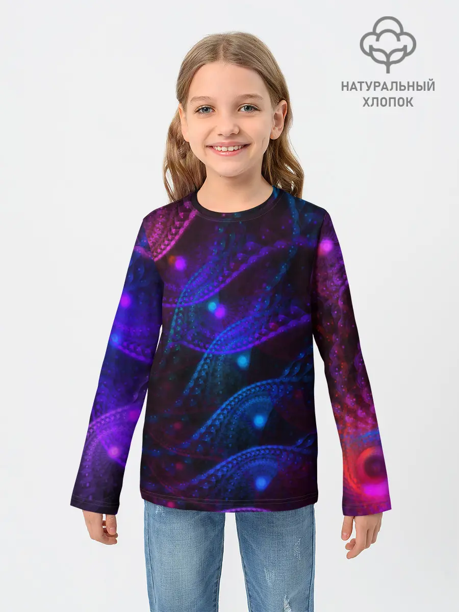 Детский лонгслив / NEON FRACTAL