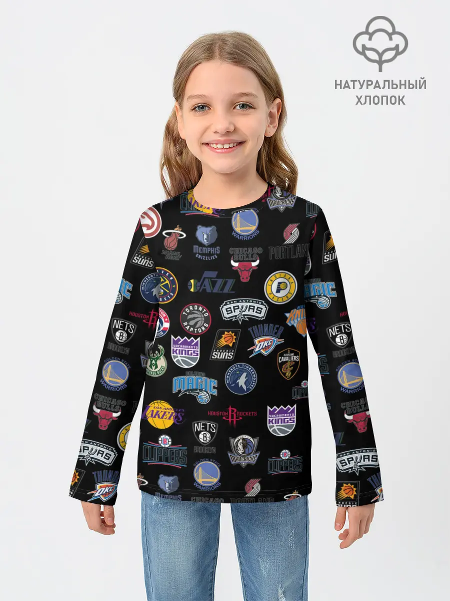 Детский лонгслив / NBA Pattern | НБА Паттерн